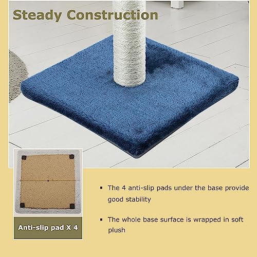Dimaka 29" Tall Cat Scratching Post, Claw Scratcher with Sisal Rope and Covered with Soft Smooth Plush - color: Blue, size: 29 inches for All Cats