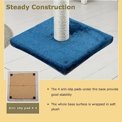 Dimaka 29" Tall Cat Scratching Post, Claw Scratcher with Sisal Rope and Covered with Soft Smooth Plush - color: Blue, size: 29 inches for All Cats