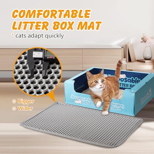 ondware Cat Litter Mat, 24x15 Inch Double Layer Litters Box Mat, Waterproof Cat Mat for Litter Box(Gray) - size: 24x15 Inch