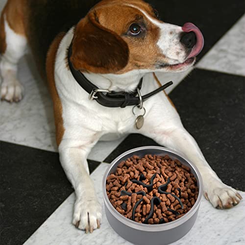 Jaoul Slow Feeder Dog Bowls Insert, Puzzle Slow Feeder Insert with 51 Octopus Suction Cups for Medium Large Size Dog Food Bowl Over 6.5" Wide (Black) - color: Black, size: Large(5.5 inch)