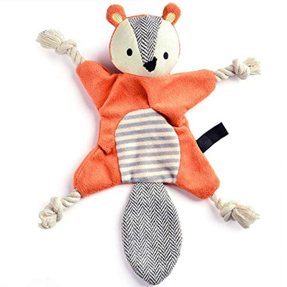 Vitscan Squirrel Plush Toy, Stuffless Dog Chew Toy with Rope Knots, Crinkle Squeaky Toy for Small Dogs