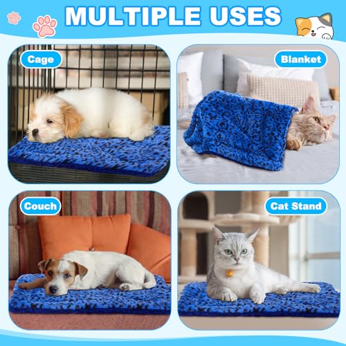 Riakrum 4 Pack Self Warming Cat Bed Mats Leopard Print Cat Dog Thermal Blanket Double Sided Self Heating Pet Pad with Storage Bags for Pet Winter Outdoor Indoor Supplies, Non Electric(Small) - size: Small