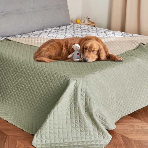 NICETOWN Pet Blanket, Water Resistant Cat Dog Puppy Dog Hair Repellent Blanket for Small Medium Large Dogs, Waterproof Sectional Couch Covers, 1 PC, 62 x 82, Beige/Khaki - color: Beige/Khaki, size: 82"L x 62"W x 0.15"Th