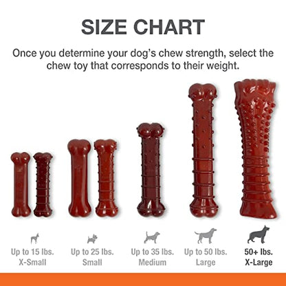 Nylabone Textured Bone Power Chew Toy for Dogs, Durable & Tough Dog Toys for Aggressive Chewers, Basted Blast Bacon and Steak Flavor, X-Large Dogs - 50+ lbs, 1 Count - size: X-Large