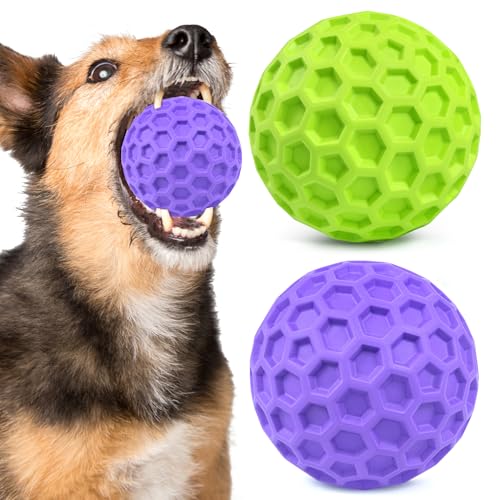Squeaky Dog Toys for Aggressive Chewers, Indestructible Dog Balls for Aggressive Chewers, Purple Squeaky Balls for Dogs, Interactive Toys for Large Dogs to Relax - color: Green and Purple