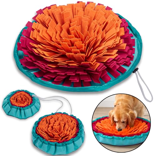 Snuffle Mat for Dogs | Travel-Friendly Snuffle mat Encouraging Foraging | Dog Snuffle mat Crafted for Daily Enrichment | Dog sniff mat Feature for Slow Eating Habits (Rose Red Orange) - color: Red