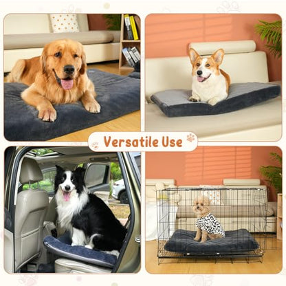 EMPSIGN Stylish Dog Bed Mat Dog Crate Pad Mattress Reversible (Cool & Warm), Water Proof Linings, Removable Machine Washable Cover, Firm Support Pet Crate Bed for Small to XX-Large Dogs, Grey - size: XXL(47"*29"*3")