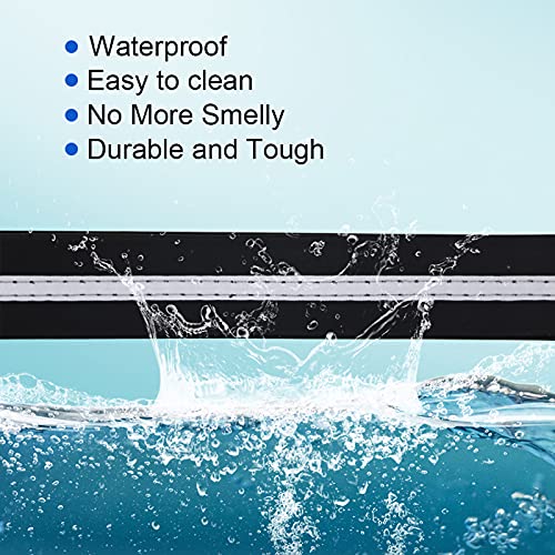 NIMBLE Dog Collar Waterproof Pet Collars Anti-Odor Durable Adjustable PVC & Polyester Soft with Reflective Cloth Stripe Basic Dog Collars S/M/L Sizes (Medium (11.81”-18.5”inches), Black) - color: Black, size: Medium (11.81”-18.5”inches)