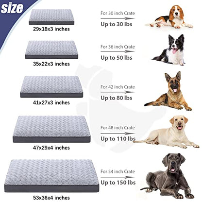 Dog Crate Bed Waterproof for Large Dogs - Rose Velvet Soft Fluffy Washable With Removable Cover & Anti-Slip Bottom, 35 x 22 Inch, Light Gray - color: Light Grey, size: 35.0"L x 22.0"W x 3.0"Th