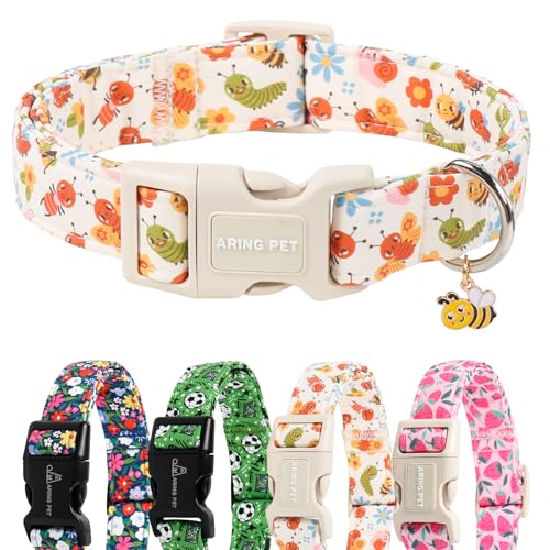 ARING PET Dog Collar, Cute Spring Summer Insects Bee Floral Doggy Collars with Quick Release Buckle for Puppy Small Medium Large Dogs-XS - color: Insect, size: X-Small