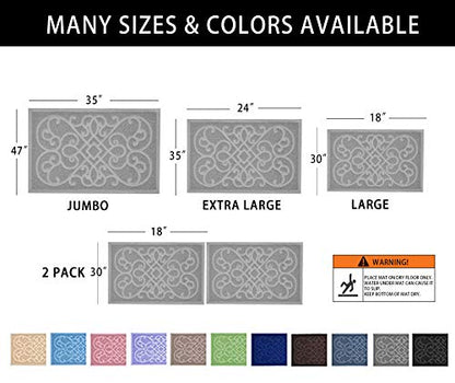 PetLike Cat Litter Box Mat, Thick Kitty Litter Trapping Mat, Durable,Waterproof &Washable with Non-Slip Backing, Soft on Kitty Paws and Easy to Clean, BPA Free - color: Sliver Blue, size: 35x24
