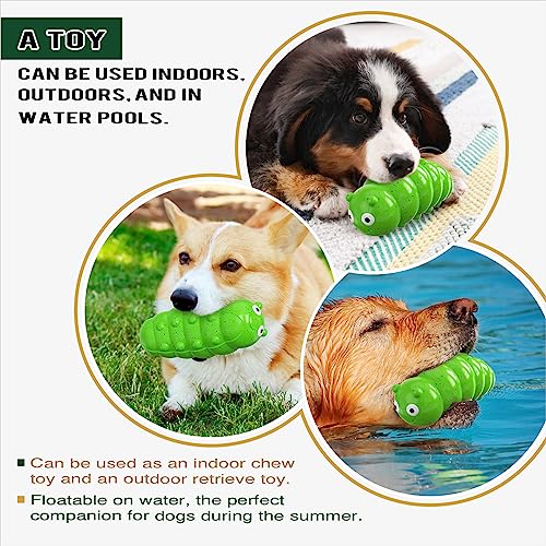 Dog Chew Toys, Squeaky Interactive, for Aggressive Chewers, TPR Rubber, Tough and Durable (Green) - color: Green