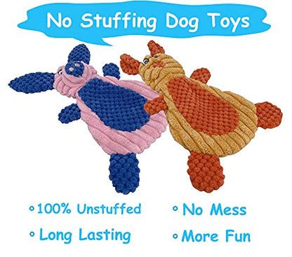 2 Pack Durable Dog Chew Toys, Unstuffed Squeaky Dog Toys for Small Dogs and Puppies - size: Rabbit & Pig
