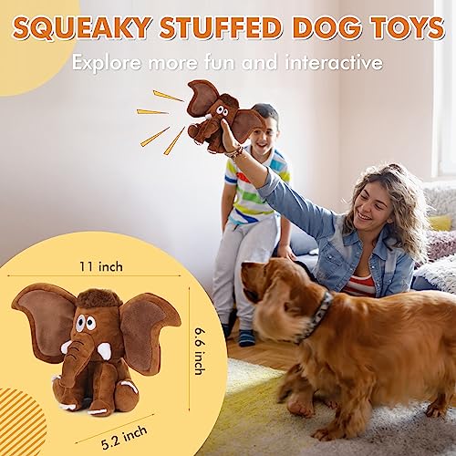 Letsmeet Interactive Plush Dog Squeaky Toys Fun Puppy Toy with Crinkle Paper for Interactive Chew and Play Beat Boredom with This Dog Puzzle Toy for Small Medium Large Dogs - style: Mammoth