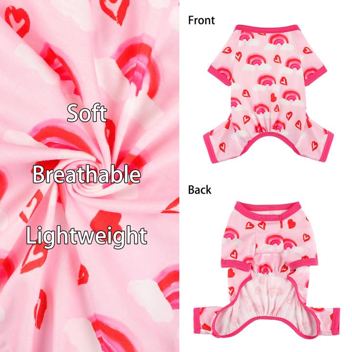 Dog Pajamas for Small Dogs, Soft Thin Pjs Jammies Cat Doggie, Summer Pet Cute Puppy Clothes Outfits Dogs Boy Girl(Red Heart, XS) - color: Red Heart, size: X-Small (Chest 11.8 in)