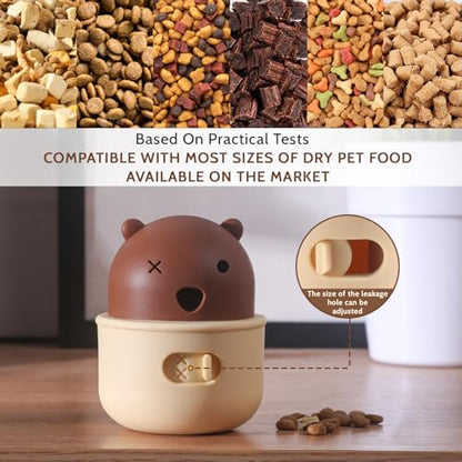 Silicone Dog Slow Feeder Toy - Interactive Puzzle Feeder & Food Dispenser for Small & Large Dogs - Enrichment Toys for Mental Stimulation - Fun Puppy Chew Toys & Cat Treat Dispenser to Keep Pets Busy - color: Bear-Brown