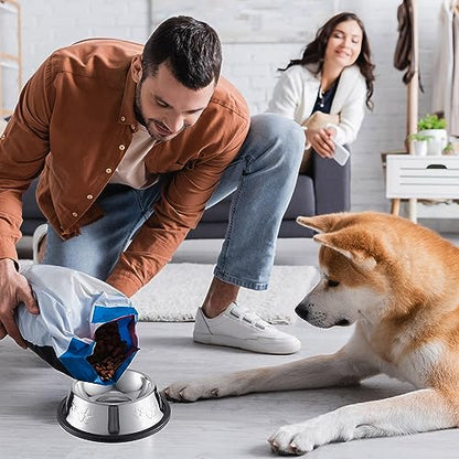 Tanlade 8 Pack Stainless Steel Dog Bowls Metal with Rubber Base Non-Slip Pets Puppy Cats Feeding Food and Water Bowls Dishwasher-Safe for Indoor Small Medium Large Dogs Cats Kitten Rabbit(7 oz) - size: 7 oz