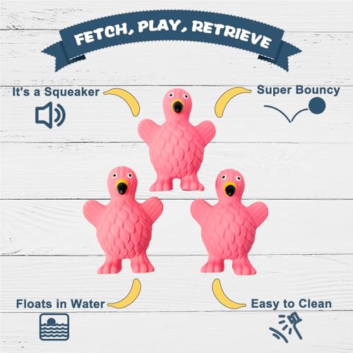 Squeaky Dog Toys for Medium Dogs, Soft Latex Squeaky Dog Ball, Cute Funny Squeak Flamingo Pet Toys - color: Flamingo - 3 Pack, size: Medium