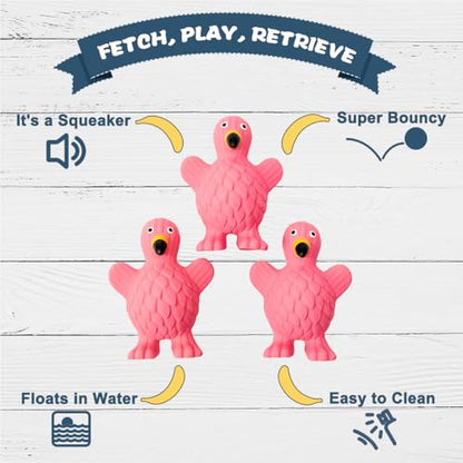 Squeaky Dog Toys for Medium Dogs, Soft Latex Squeaky Dog Ball, Cute Funny Squeak Flamingo Pet Toys - color: Flamingo - 3 Pack, size: Medium