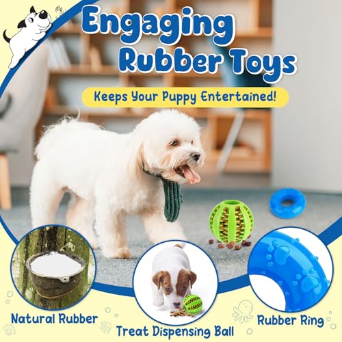 KIPRITII 9-Pack Interactive Puppy Dog Toys for Small Dogs No-Stuffing Squeaky Octopus-Shaped Toy, Cute Plush & Engaging Chew Toys for Puppy Teething to Keep Them Busy