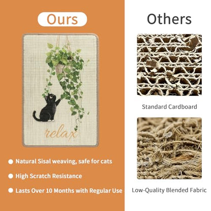 Sisal Cat Scratcher Mat Cat Wall Scratcher for Indoor Scratch Pad Wall Mounted Scratching Post to Protect Couch Carpet Furniture 23.6"x15.7" (Green Plant Cat) - color: Green Plant Cat
