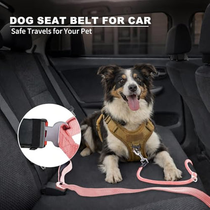 6FT Heavy Duty Dog Leash for Small Medium Large Dogs, Tangle Free Reflective Dog Training Leash with Double Handle, Seat Belt Buckle & Poop Bag Holder (Pink) - color: Pink, size: 6FT