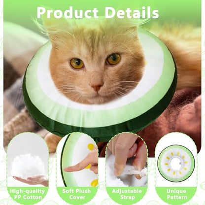 Cat Cone Collar Soft, Adjustable Cat Recovery Cone to Stop Licking, Cute Kitten Donut Collar After Surgery, Elizabethan Collars for Kittens, Lightweight Cats Neck Cones (Cucumber, Medium) - color: Cucumber, size: Medium