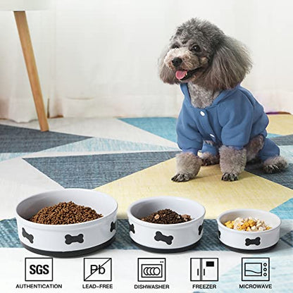 Sweejar Ceramic Dog Bowls with Bone Pattern, Dog Food Dish for Medium Dogs, Porcelain Pet Bowl for Water 35 Fl Oz (Fog Blue) - color: Fog Blue, style: Bone Pattern,6.8"x 2.9"(35 Fl Oz)