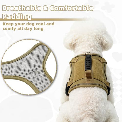 AIITLE Small Dog Harness No Pull, Reflective Adjustable Vest with Handle, No Choke Design, Dual Metal Leash Clips for Walking Training Running Camping, Small Medium Breeds - Khaki XS - color: Khaki, size: XS