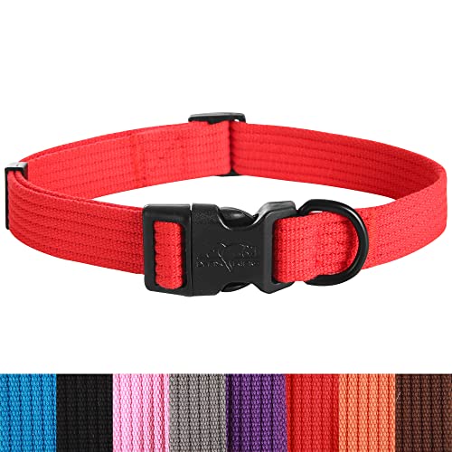 Dog Collar Soft Padded Breathable Cotton Solid Color Strong Adjustable Pet Collar for Little Puppy - color: Red, size: M