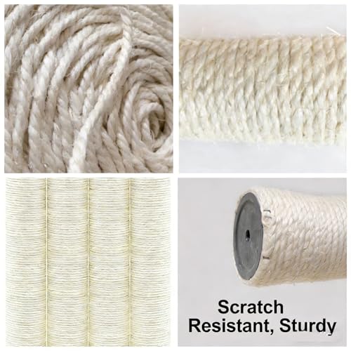 4 PCS M8 Cat Scratching Post Replacement,15.7Inch Sisal Pole Cat Tree Replacement Post with Screws,DIY Scratcher Scratching Post Replacement, Pad, Crafts Gardening Hammock Home Decorating