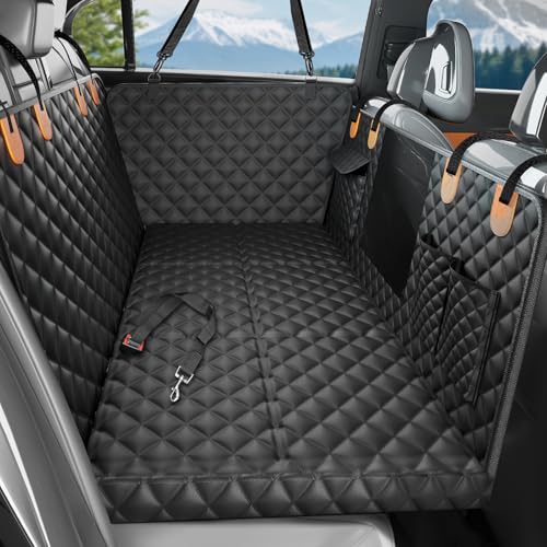 Dog Car Seat Cover for Back Seat with Hard Bottom, Ultra Thick Hard Bottom Waterproof Back Seat Extender for Dogs,Dog Hammock Dogs Bed for Cars, SUVs,Pet Seat Cover for Back Seat Holds 400lbs