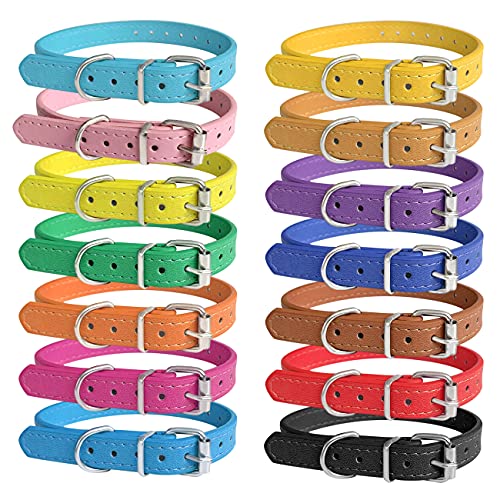Puppy Collars for Litter - 14 Color Adjustable ID Collar Identification Leather Small Dog Collars for Puppy Medium Large Breed Dogs - Neck 6~13 Inches - size: S(Neck:6''~13'')
