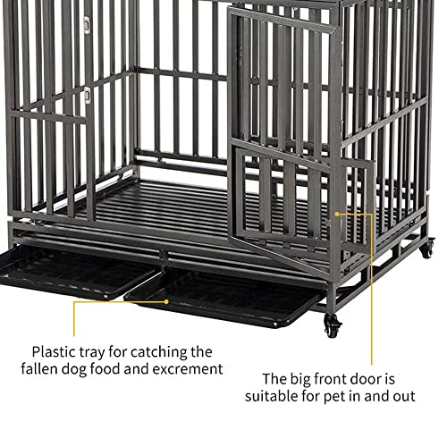 LUCKUP Heavy Duty Dog Cage Metal Kennel and Crate for Medium and Large Dogs, Pet Playpen with Four Wheels,Easy to Install,46 inch,Black … … - size: 46 inches