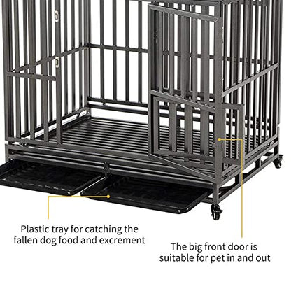 LUCKUP Heavy Duty Dog Cage Metal Kennel and Crate for Medium and Large Dogs, Pet Playpen with Four Wheels,Easy to Install,46 inch,Black … … - size: 46 inches