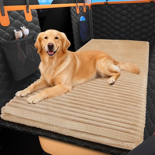 Backseat Pet Bed Mat, Non-Slip Dog Bed for Car Back Seat, Washable Travel Pet Mat with Removable Cover, Dog Seat Covers Protector Fit for Backseat Extenders and Trucks SUVs, 54"x 24.8", Brown - color: Brown