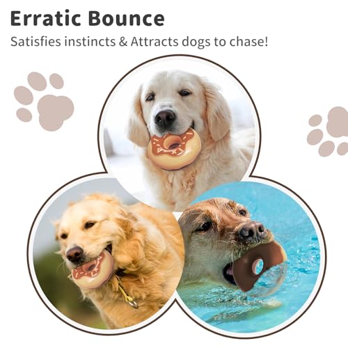 Dog Toys for Aggressive Chewers, Indestructible Squeaky Chew Toy to Keep Them Busy, Interactive Rubber Donut with Milk Flavor & Bounce, Teeth Cleaning for Small Medium Large Breed, Brown - color: Brown