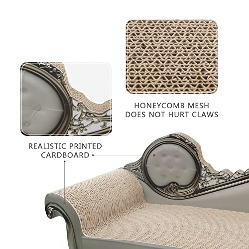 Cat Scratcher Sofa Bed - Corrugated Cardboard Scratching Pad, Luxury Cat Lounge Bed, Furniture Protecter with Textured Scratcher Mat - color: white