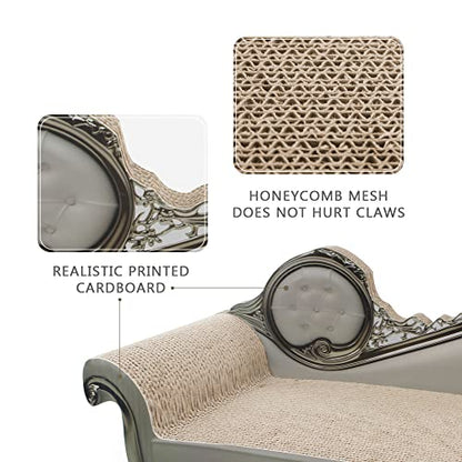 Cat Scratcher Sofa Bed - Corrugated Cardboard Scratching Pad, Luxury Cat Lounge Bed, Furniture Protecter with Textured Scratcher Mat - color: white