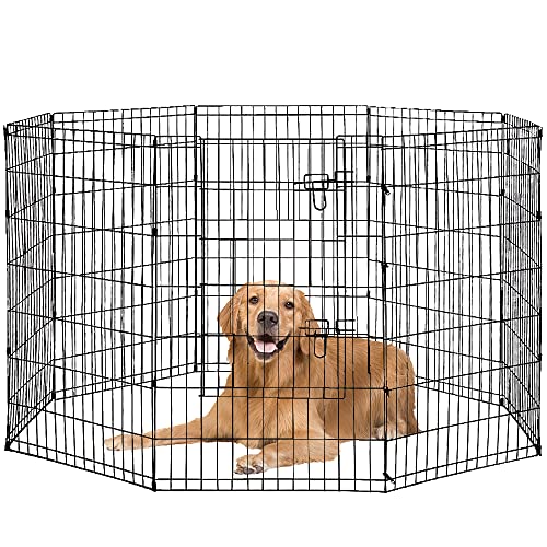 Foldable Puppy Playpen Dog Fence Pet Playpen 8 Panel Metal Portable Indoor Outdoor Pet Exercise Pen Animal Wire Yard Crate Kennel Cat Dog Playpen for Small Medium Large Dogs Pet - size: 42"x8 Panels