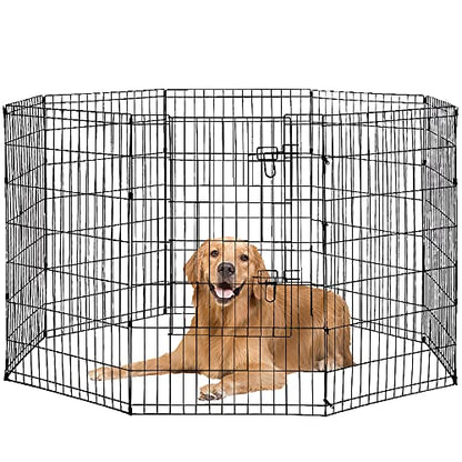 Foldable Puppy Playpen Dog Fence Pet Playpen 8 Panel Metal Portable Indoor Outdoor Pet Exercise Pen Animal Wire Yard Crate Kennel Cat Dog Playpen for Small Medium Large Dogs Pet - size: 42"x8 Panels