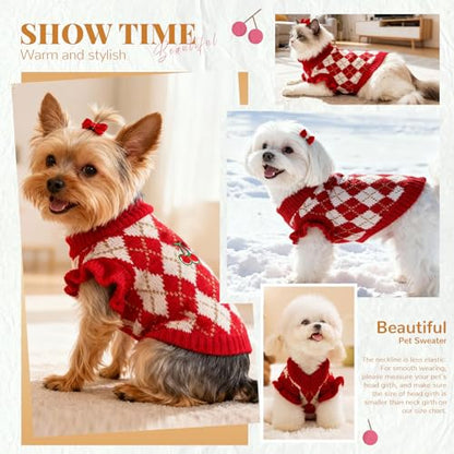 BAEJMJK Cute Cherry Small Dog Sweater Soft Girl Dog Clothes Turtleneck Warm Pet Puppy Knitted Pullover Princess Dogs Cats Outfits(Red Cherry A,X-Large) - color: Red Cherry A, size: X-Large