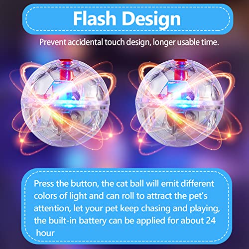 Sratte 2 Pcs Ghost Hunting Cat Ball Activated Cat Toy Motion LED Light Pet Balls Motion Dog Interactive Pet Toys Glowing Mini Running Exercise Supplies for Animals Activity (Clear) - color: Clear