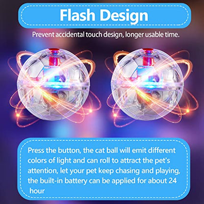 Sratte 2 Pcs Ghost Hunting Cat Ball Activated Cat Toy Motion LED Light Pet Balls Motion Dog Interactive Pet Toys Glowing Mini Running Exercise Supplies for Animals Activity (Clear) - color: Clear