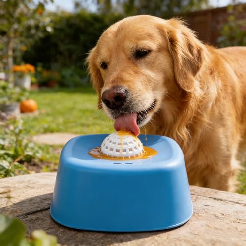 Slow Feeder Dog Bowl for Liquid Treats – Rolling Ball Dog Lick Bowl, Easy-Clean Puppy Lick Toy for Bone Broth, Yogurt & Post-op Nutrition, Best Used on Carpet or with Non-Slip Mat