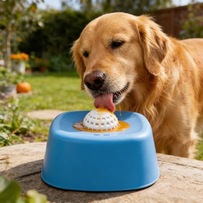 Slow Feeder Dog Bowl for Liquid Treats – Rolling Ball Dog Lick Bowl, Easy-Clean Puppy Lick Toy for Bone Broth, Yogurt & Post-op Nutrition, Best Used on Carpet or with Non-Slip Mat