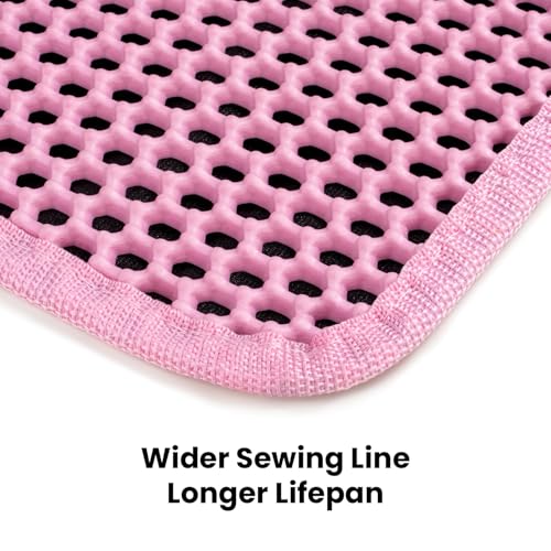 Cat Litter Mat New Size 23.6"x14.6" for Small Spaces, Upgrade Super Waterproof Back Layer Litter Box Mat, Non Slip, Durable, Soft on Paws Kitty Trapping Matt, Pink - color: Pink