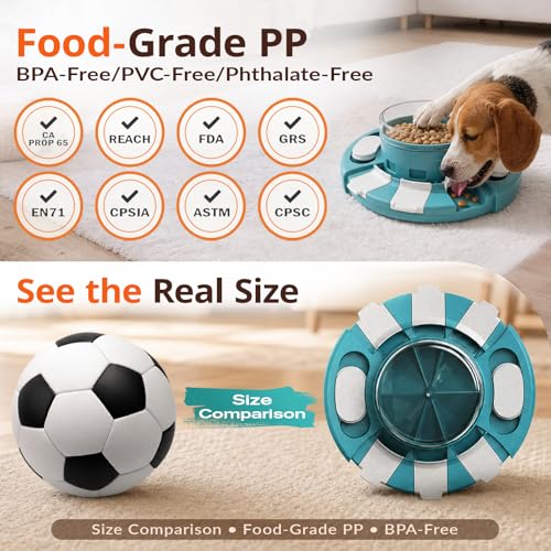 Dog Puzzle Toy, 2 Levels of Challenge, Push-to-Release Treat Dispenser Slow Feeder & Mental Stimulation Enrichment Toy for Small Medium Large Dogs - color: Matisse green