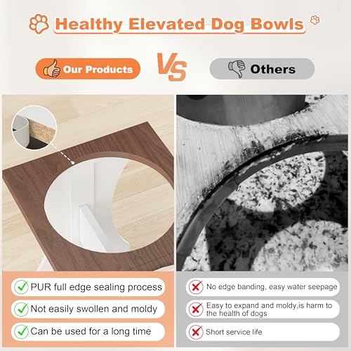 Elevated Dog Bowls,Farmhouse Dog Bowls Stand, Raised Dog Bowl with 2 Stainless Steel Wooden Dog Bowl 12 Cups 15.7''H 90 OZ Bowl-Farmhouse Style - color: Farmhouse Style, size: 12 Cups 15.7"H_90 oz Bowl