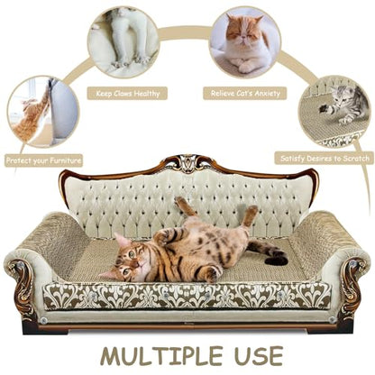 Luxury Cardboard Cat Scratcher Sofa Bed, Couch Shaped Scratching Board, Scratch Lounge with Catnip, Scratcher for Indoor Cats Large Grey - color: Grey Lounge